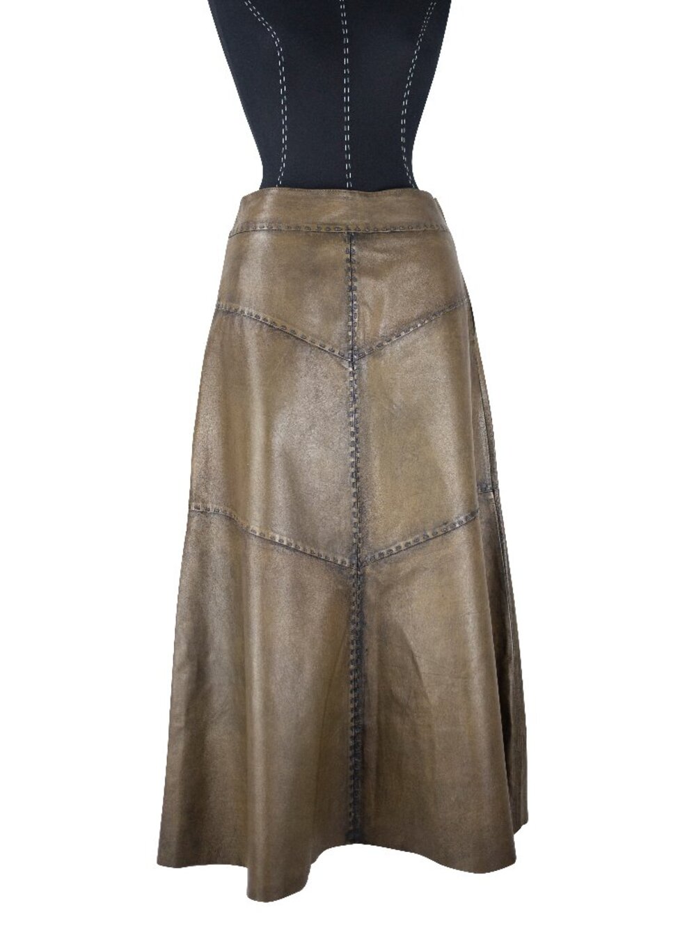 Danier Genuine Leather Maxi Skirt | Size 4 | Brown | Panel Detail